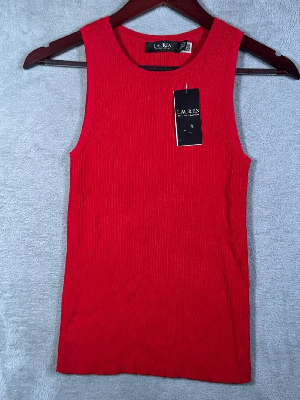 Lauren Ralph Lauren Tank Top Womens XS Red Ribbed Sleeveless Sweater $125